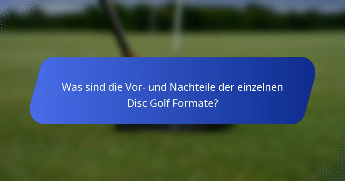 Was sind die Vor- und Nachteile der einzelnen Disc Golf Formate?