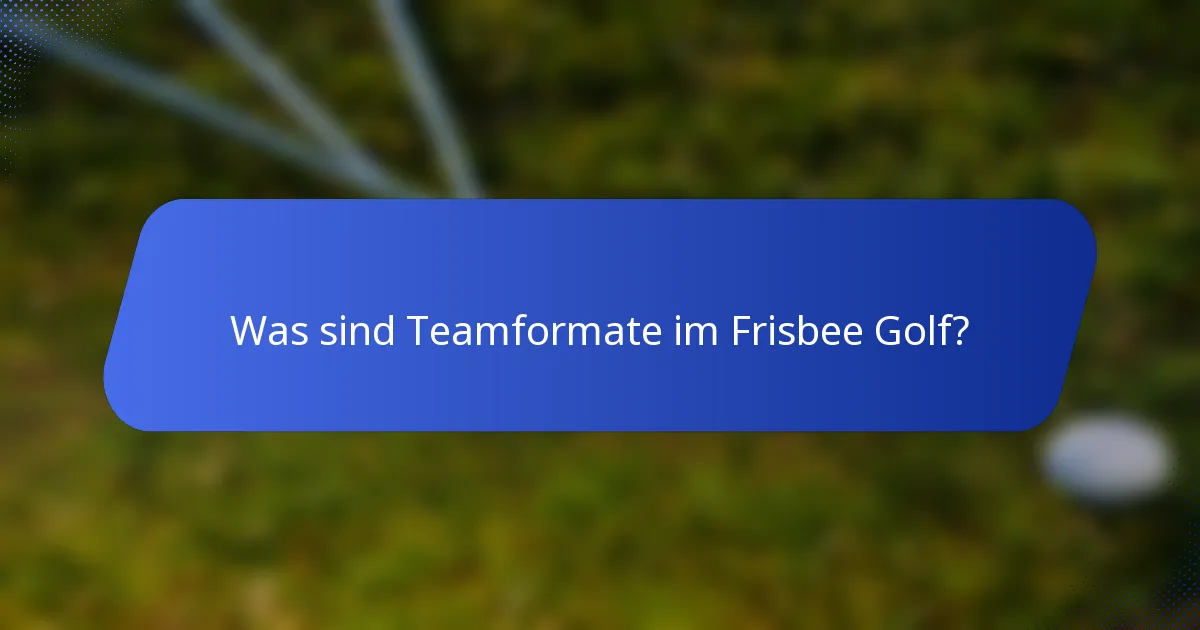 Was sind Teamformate im Frisbee Golf?