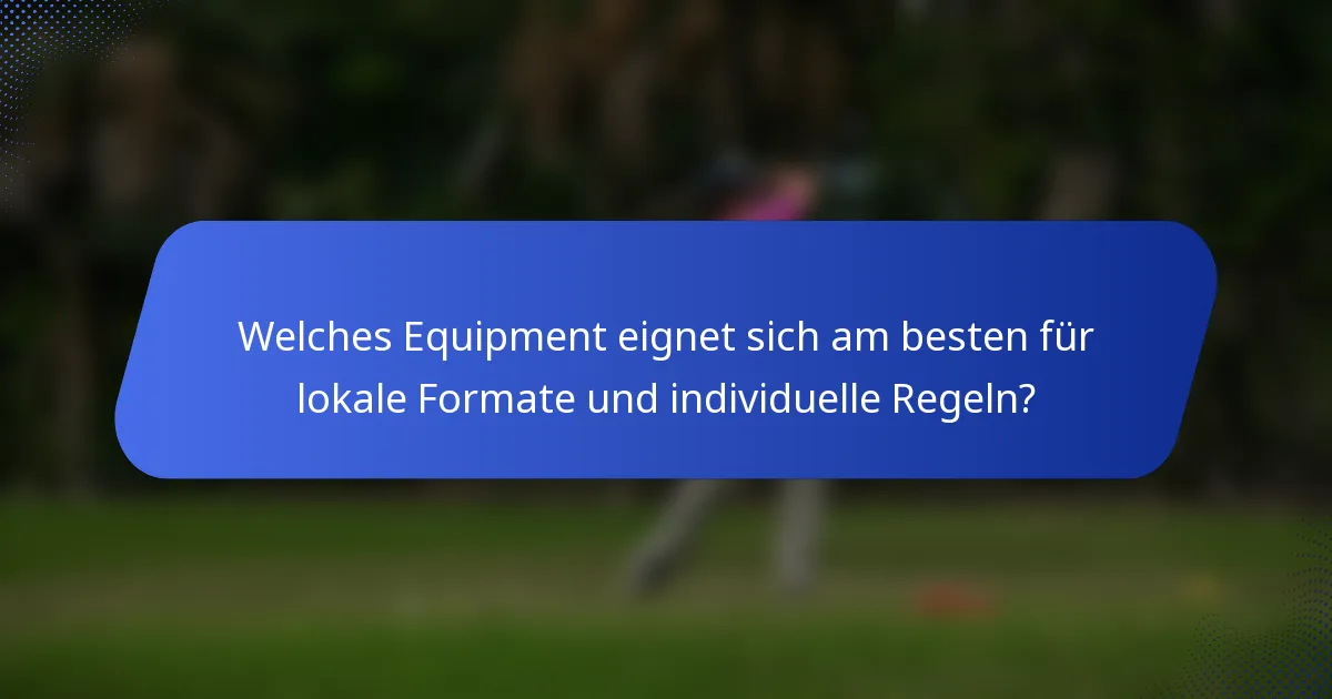 Welches Equipment eignet sich am besten für lokale Formate und individuelle Regeln?
