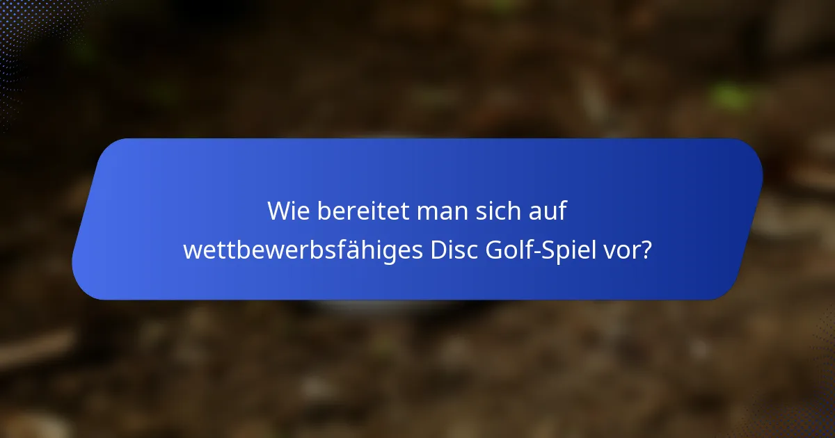 Wie bereitet man sich auf wettbewerbsfähiges Disc Golf-Spiel vor?